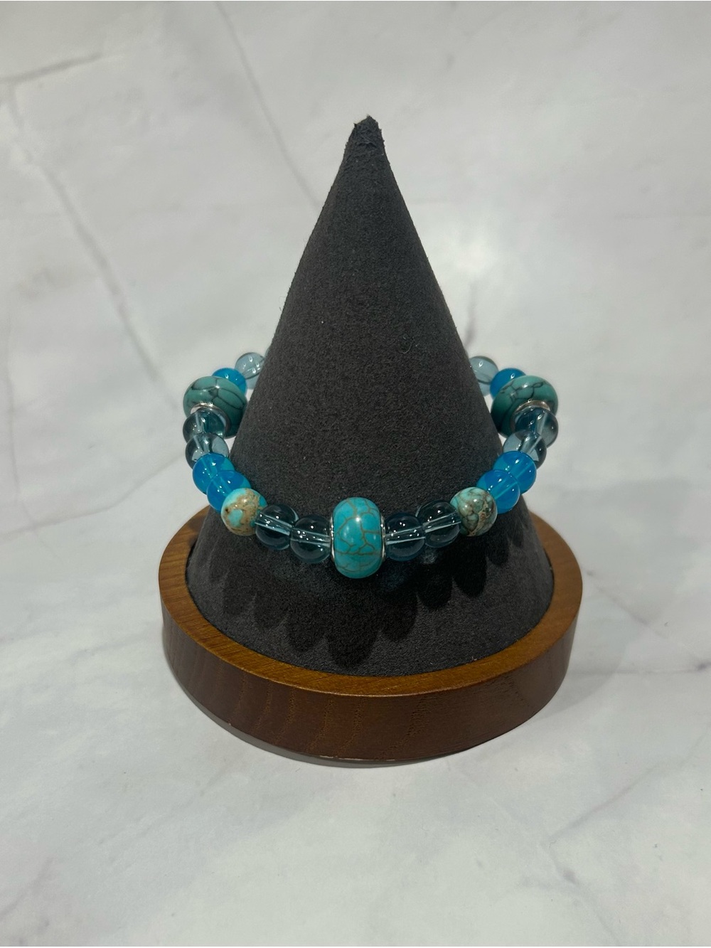 Turquoise Blue Beaded Stretch Bracelet - Women Jewelry